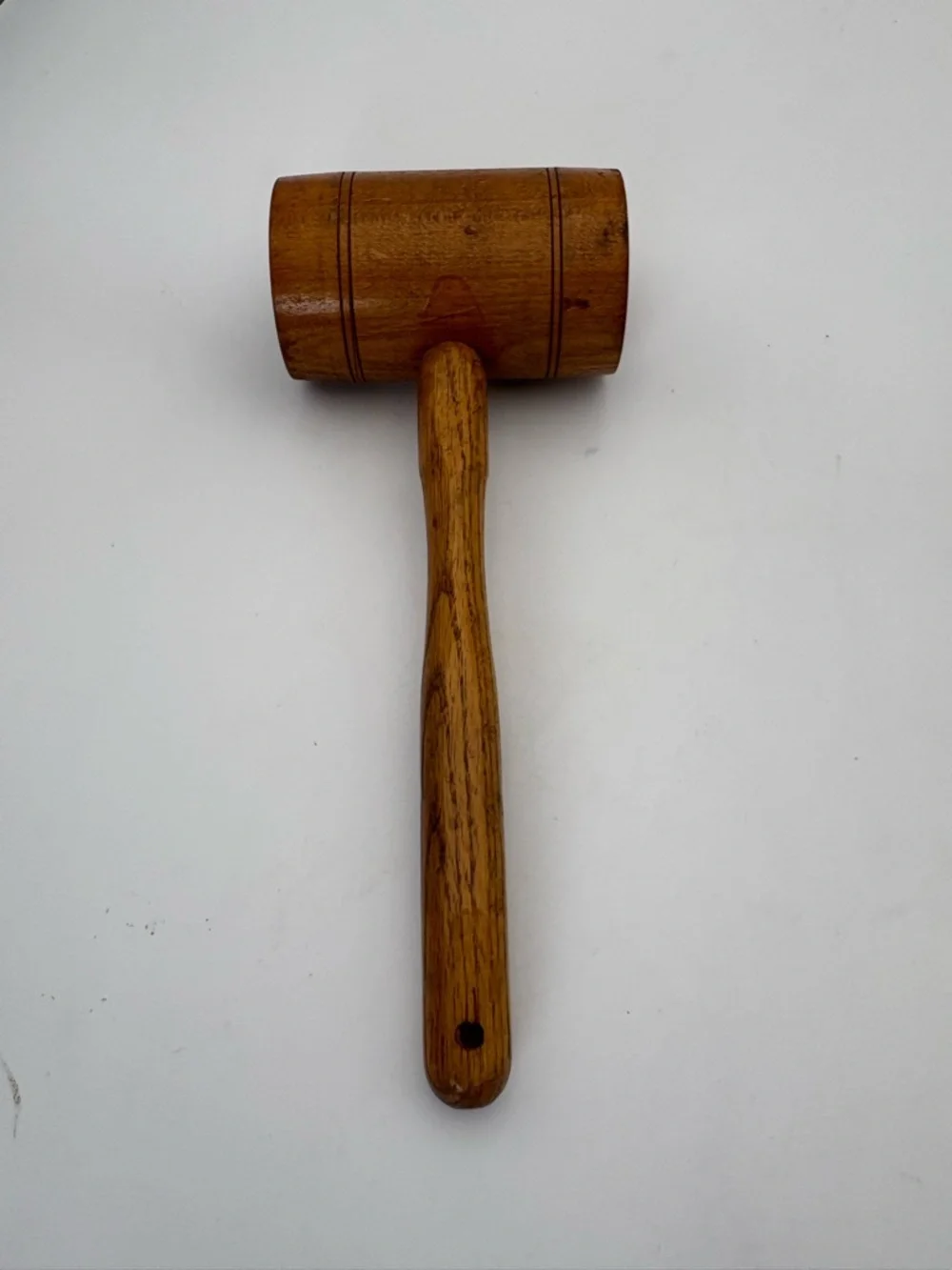 Vintage or Antique Handcrafted Wooden Mallet - Natural Brown