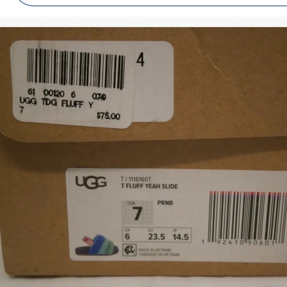 UGG / New FLUFF YEAH SLIDE rainbow blue purple green slipper toddler walker 7