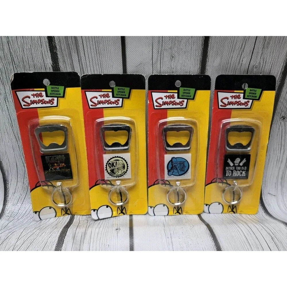 The Simpsons Bottle Opener Keychain Homer Vintage 2007 Lot Of 4