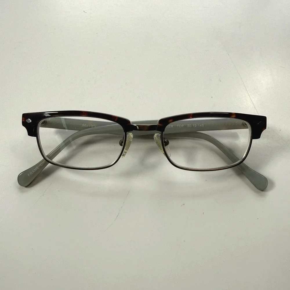 Felix + Iris Walker TCP Browline Eyeglass Frame 50-19-145 Brown Tortoise Blue‎