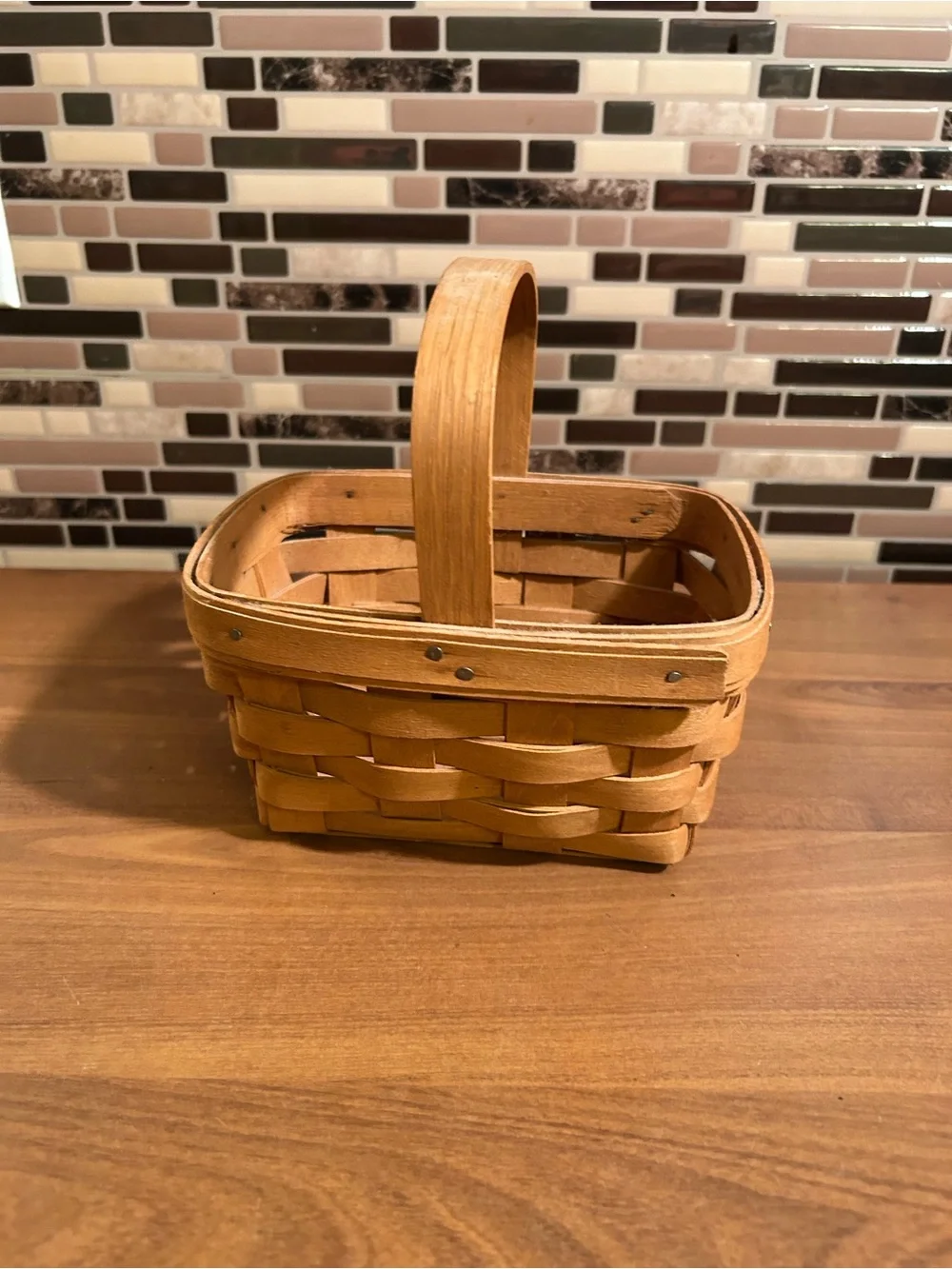 Vintage 1987 Longaberger Basket with Handle -Natural Tan