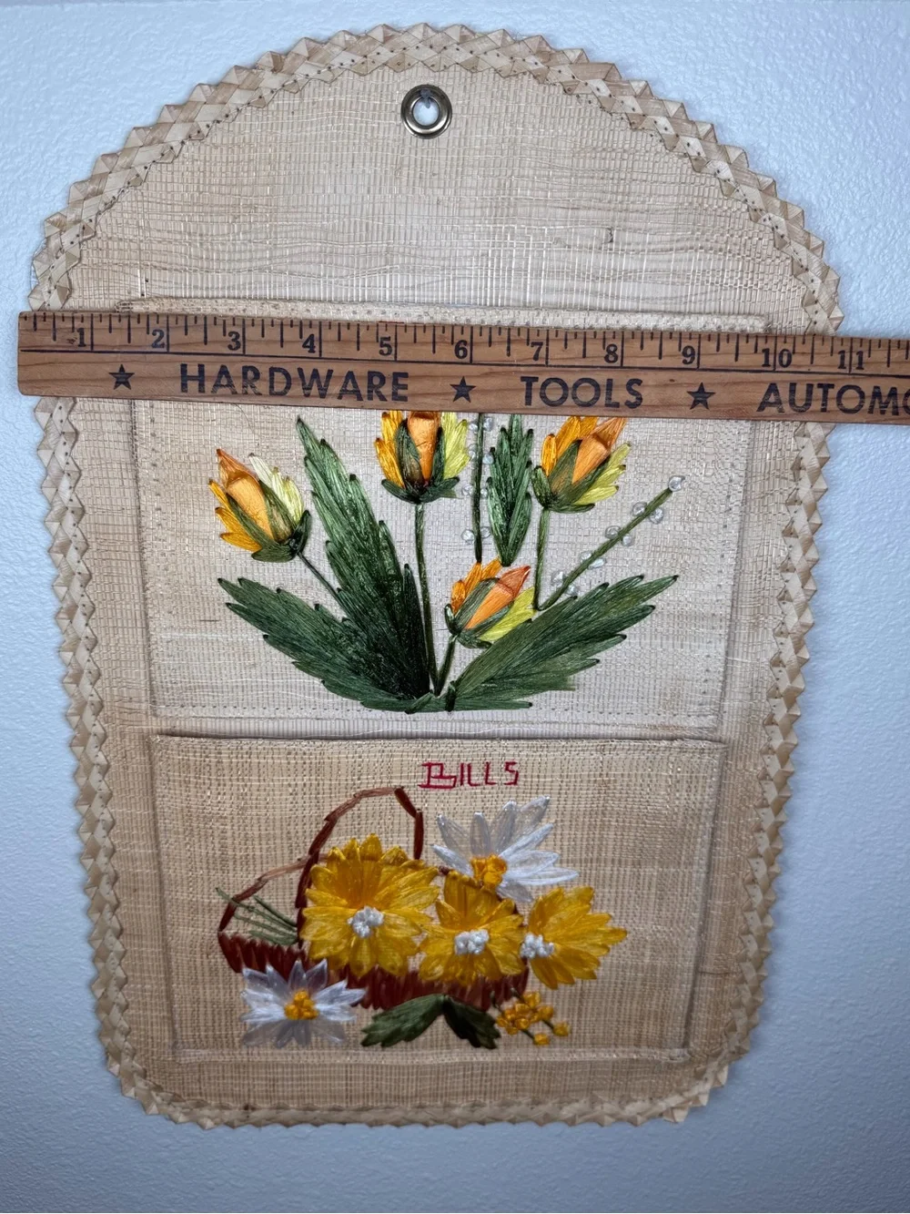 Vintage Florida Rafia Letters & Bills Organizer Wall Hanging Philippine Souvenir