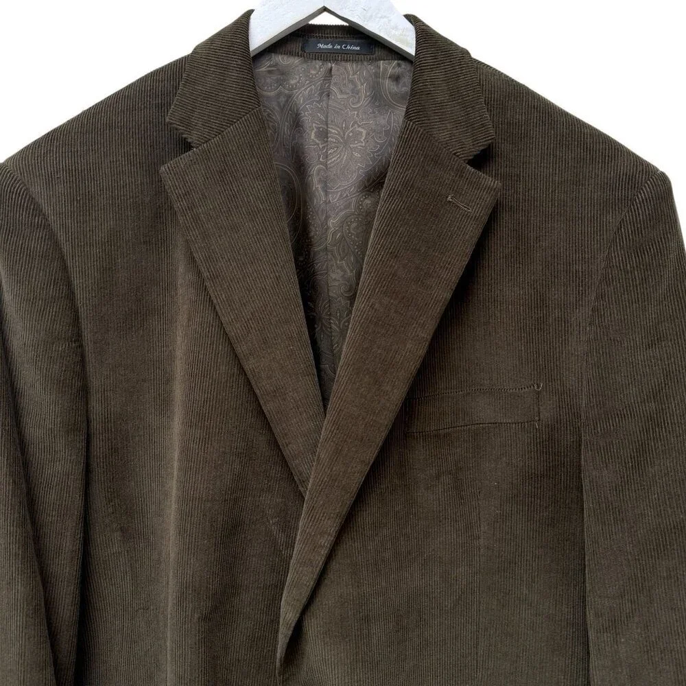 CHAPS Mens Blazer 46L Brown Cotton Corduroy  Jacket Academic Classic Sportcoat