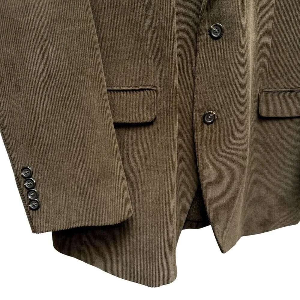 CHAPS Mens Blazer 46L Brown Cotton Corduroy  Jacket Academic Classic Sportcoat