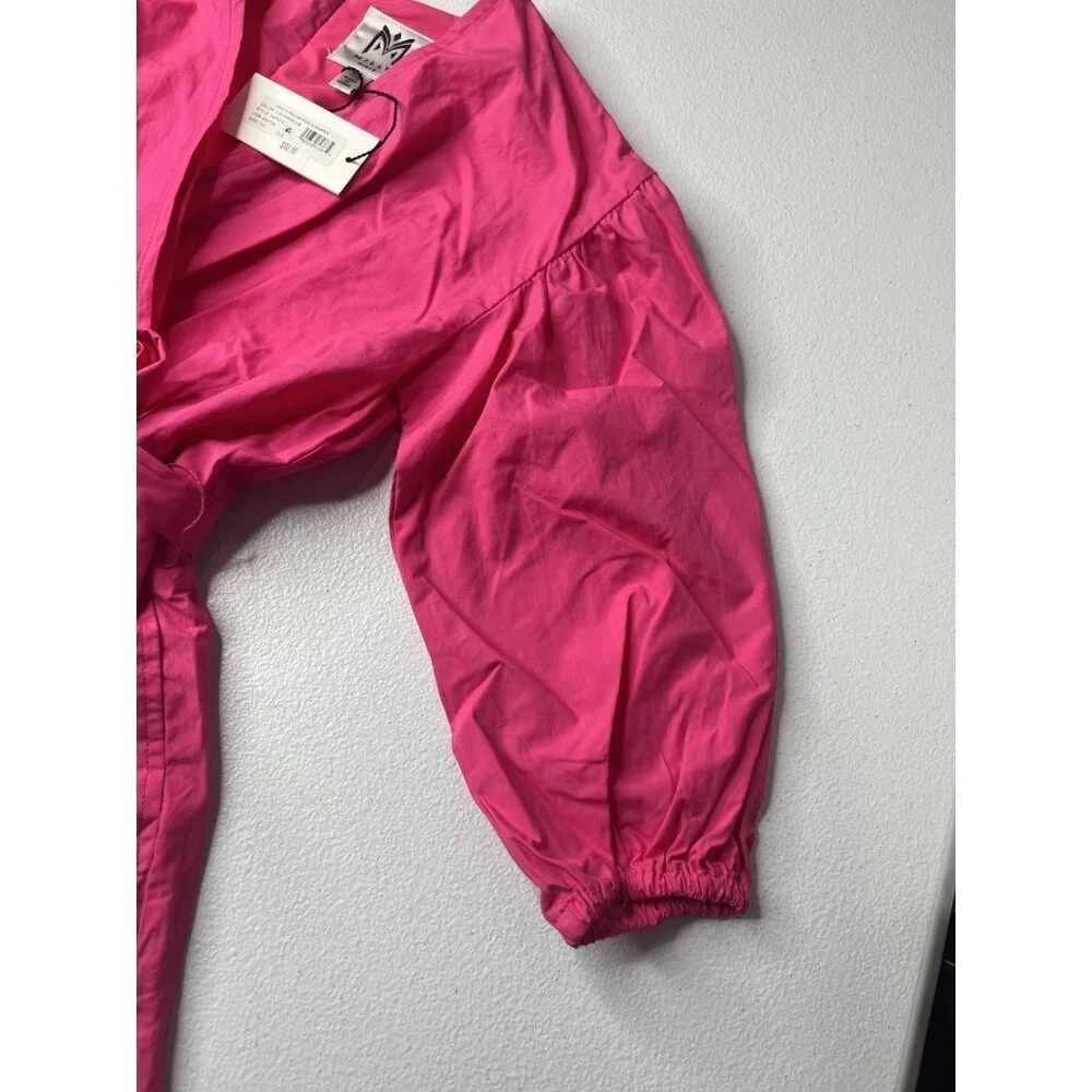 Milly Minis Girls Paulina Poplin Romper Pink Hibiscus Size 7/8 With Tags‎