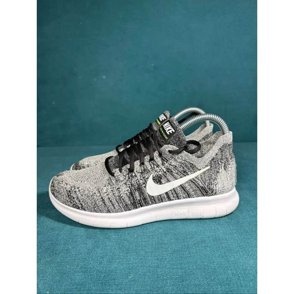 Nike Free RN Flyknit Gray White Running Shoes Women’s Size 7 Lightweight Sneaker