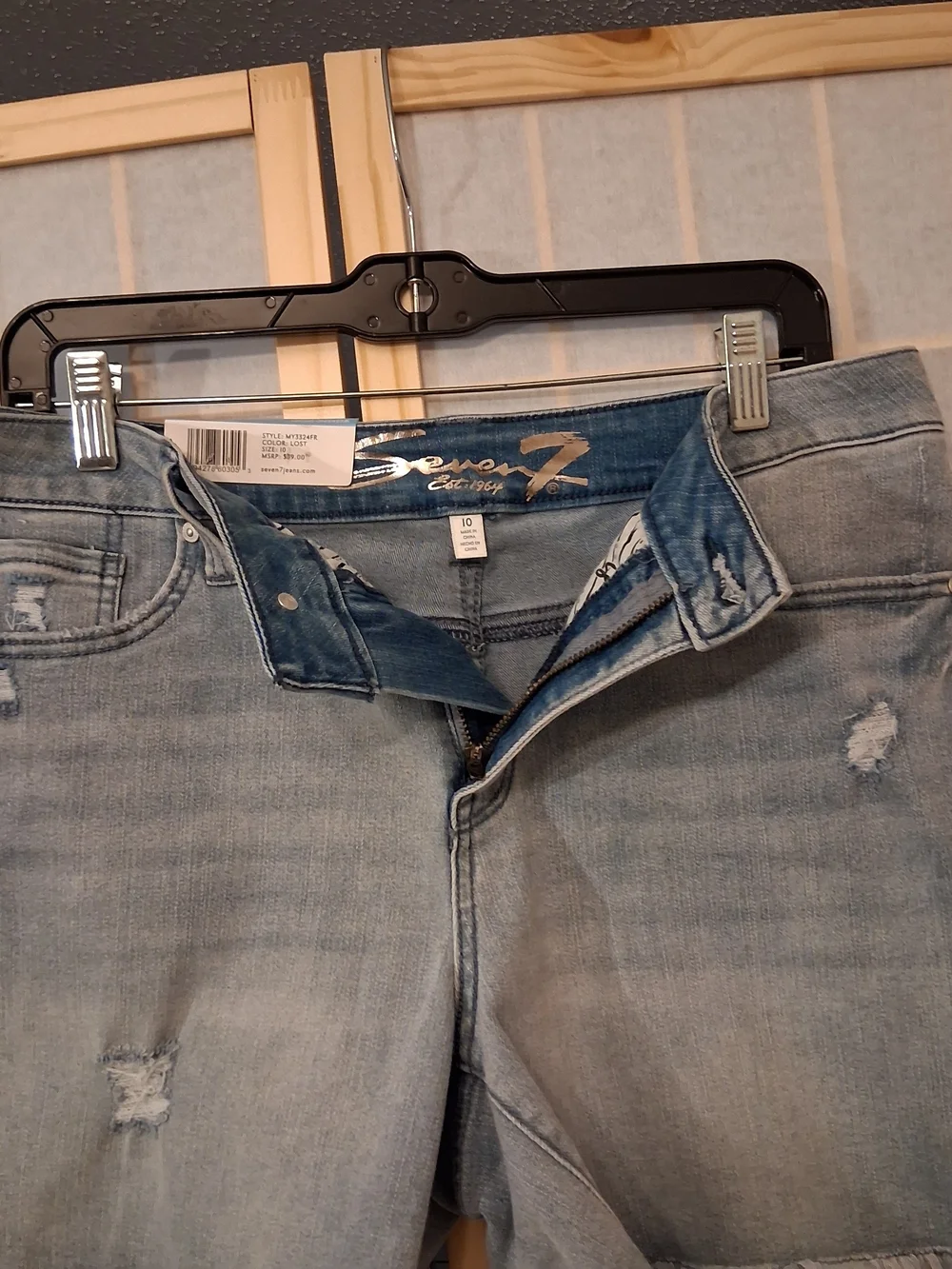 Light Blue Distressed Denim Shorts - Women