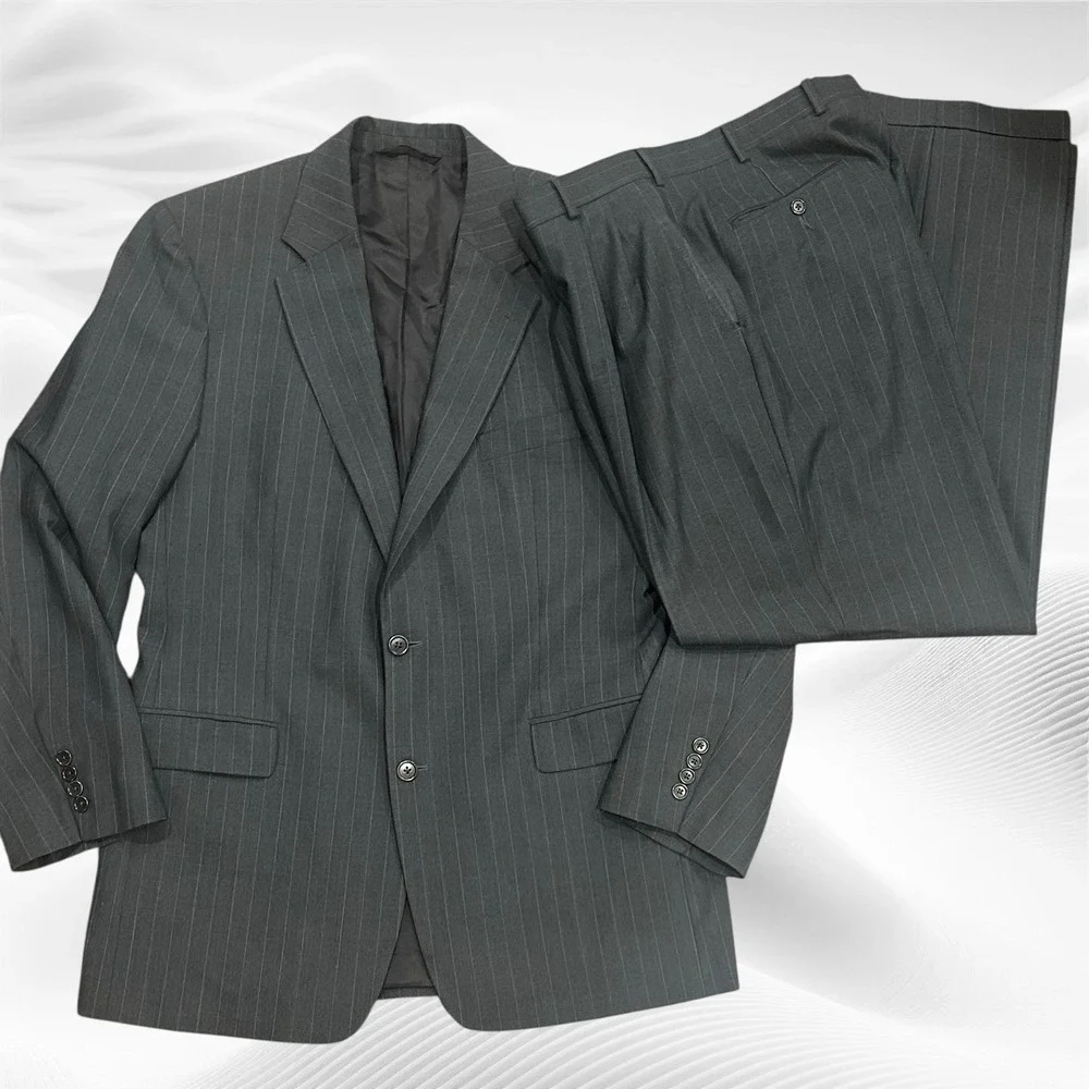 Brooks Brothers 346‎ Stretch  2 Piece Suit 43L Gray PinStripe Wool 36X30(cuffed)