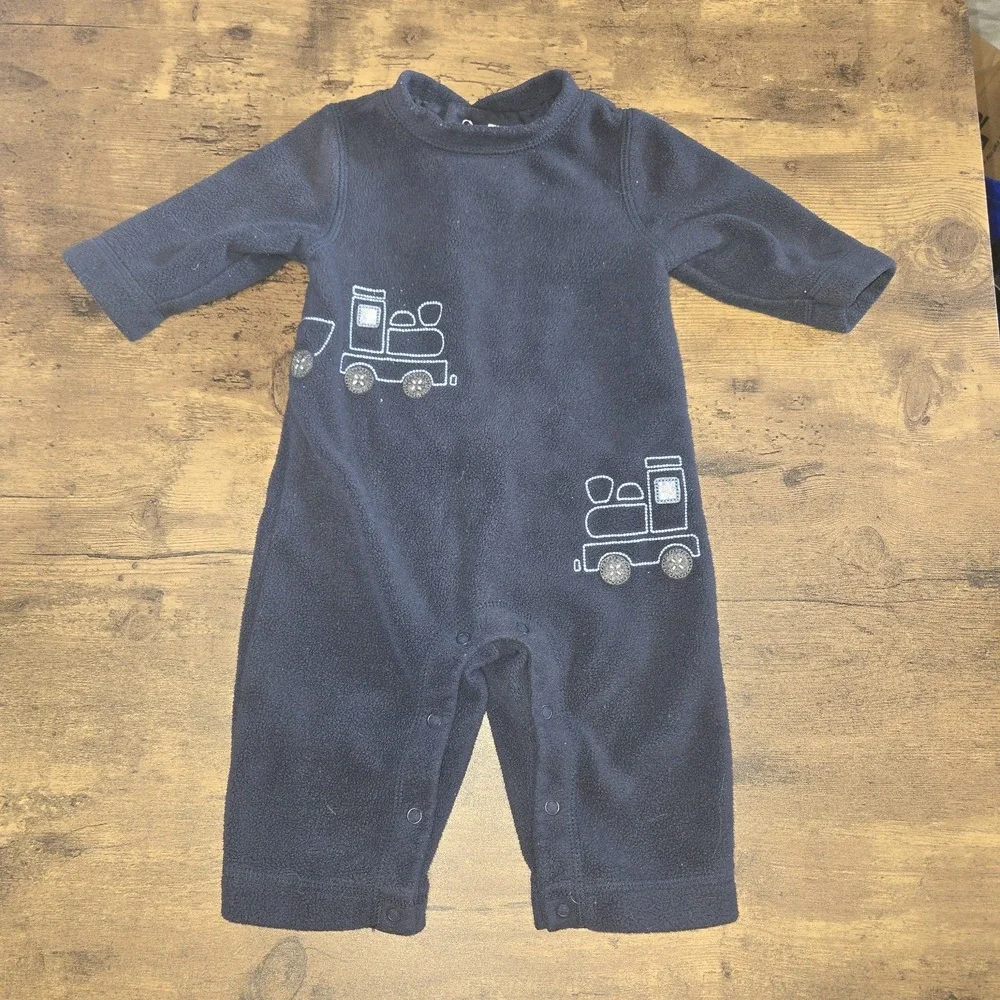 Vintage Gymboree '02 Y2K Fleece Embroidered Train Jumpsuit‎ 3-6 Months
