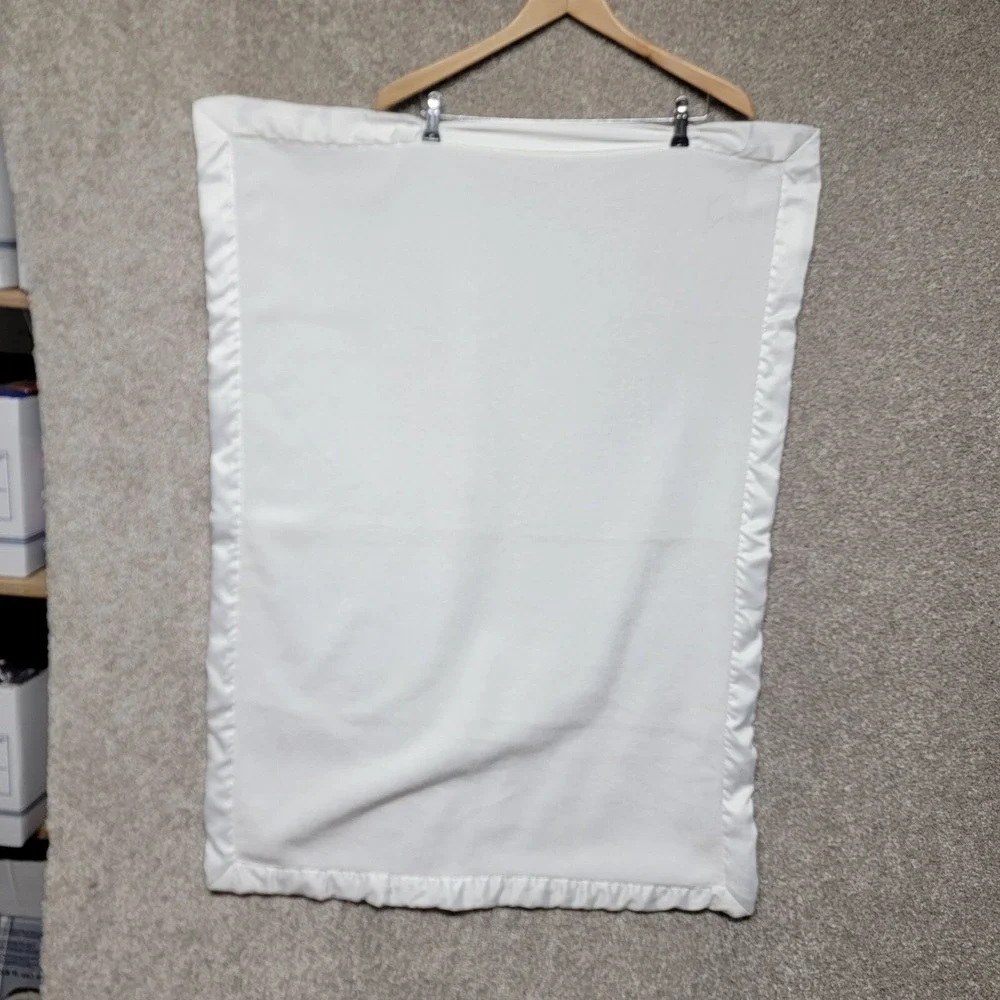 Carters White Baby Blanket‎ Solid Satin Trim Eyelet Baptism Ribbon 30
