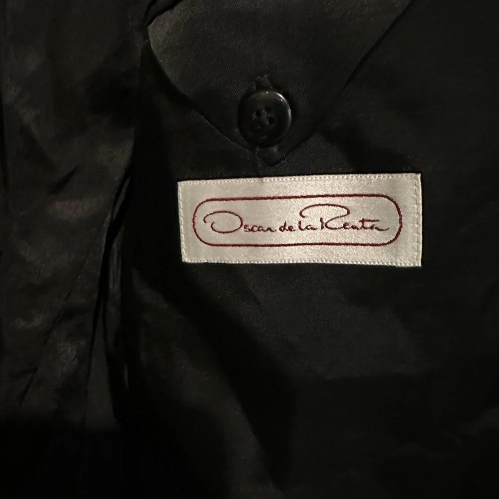 Oscar de la Renta Brown Herringbone Wool Blazer 42R 44R L (No Size Tag)