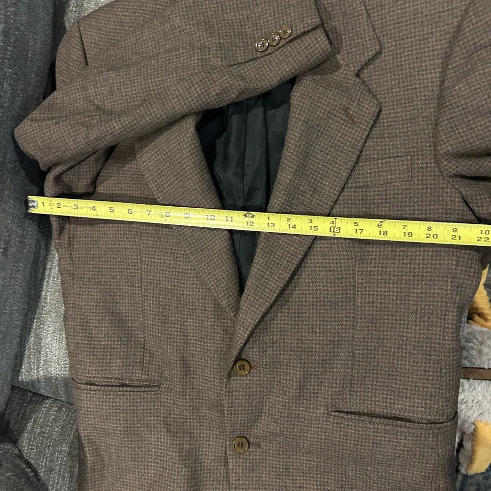 Oscar de la Renta Brown Herringbone Wool Blazer 42R 44R L (No Size Tag)