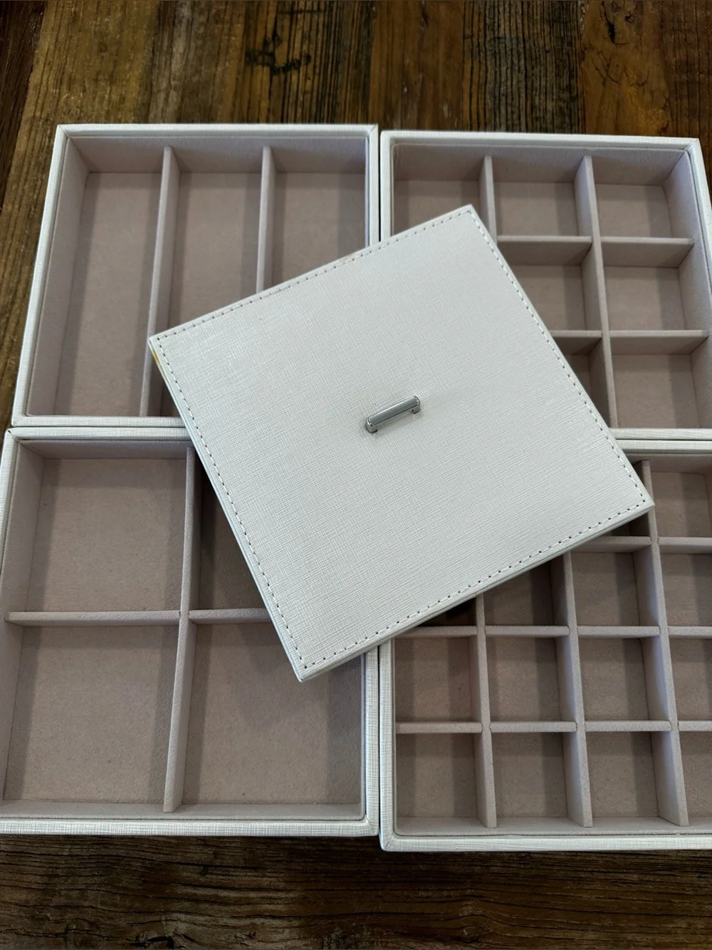 White Jewelry Organizer Tray Set - Elegant Multifunction Storage