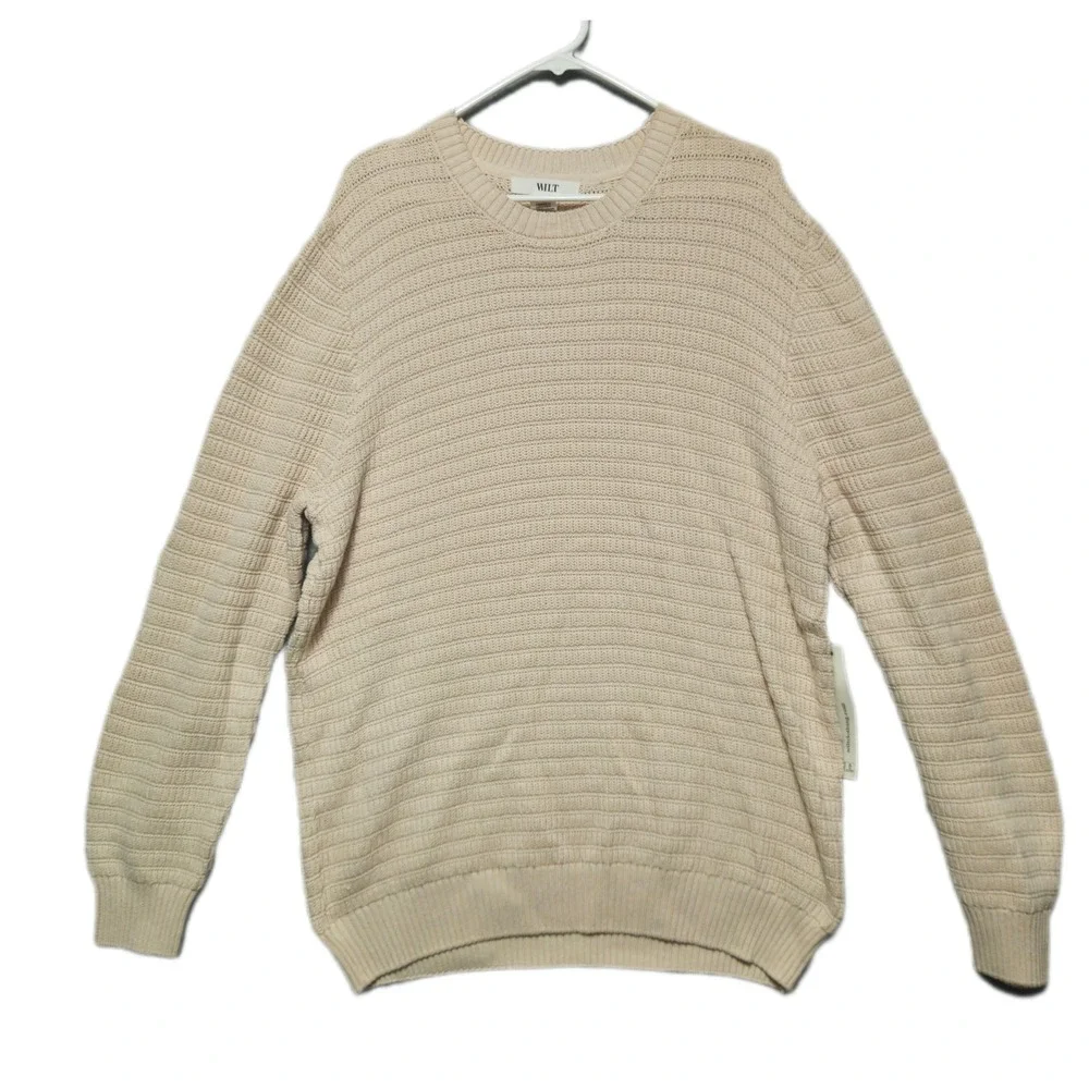 Wilt Cable Knit Sweater Ribbed Texture Mens XL Crewneck Long Sleeve Fisherman