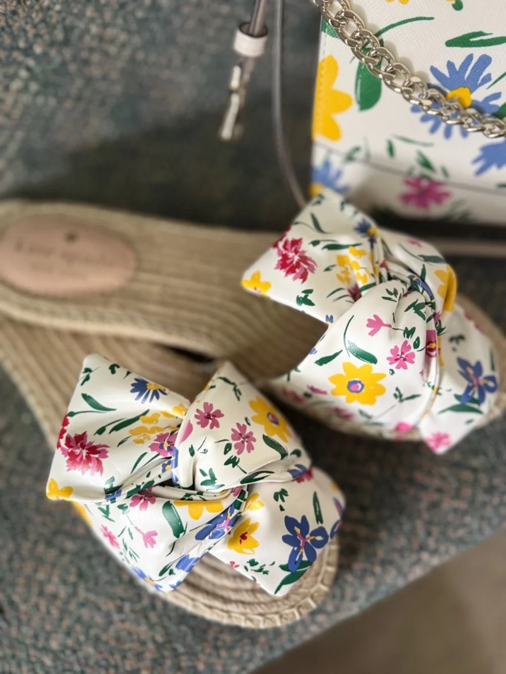 Kate Spade White Floral Crossbody & Matching Slide Sandals 8.5 Mother’s‎ Day