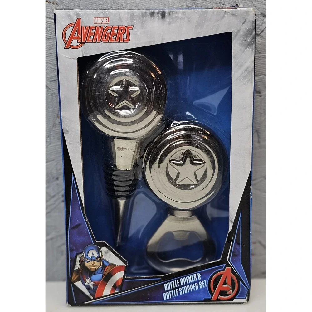 Marvel Avengers Captain America Bottle Opener/Bottle Stopper Set - NEW‎