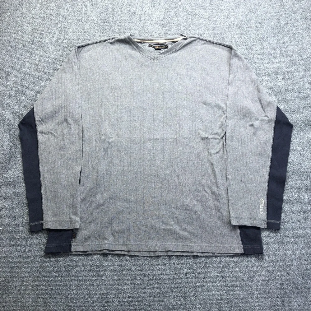 Tommy Hilfiger Sweater Mens 2XL Gray V Neck Knit Pullover Long Sleeve Casual