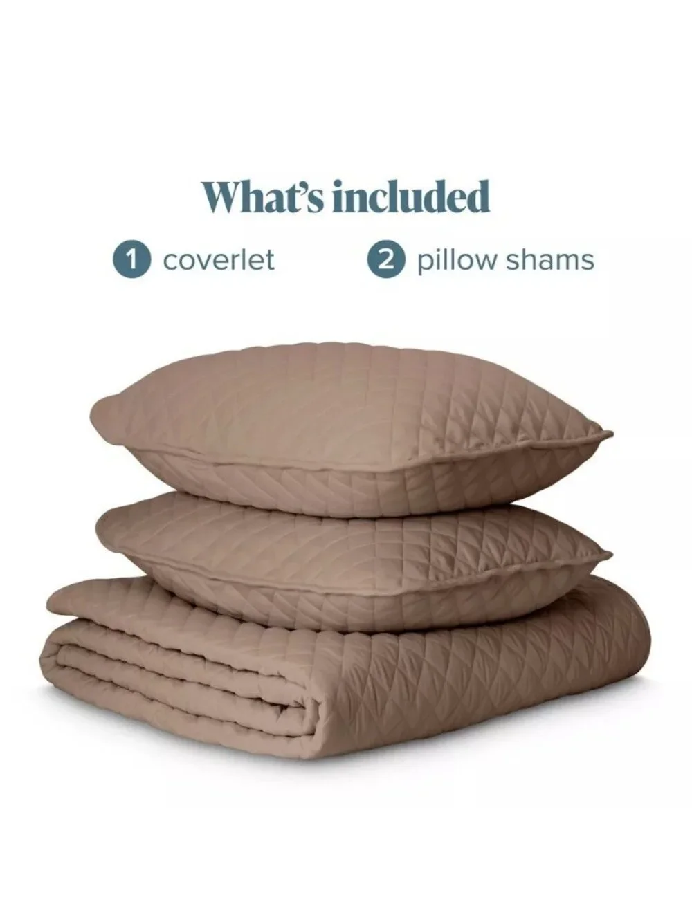 Bare Home Queen Coverlet Set Taupe Quilted 2 Shams Included Oversized 100 x 106