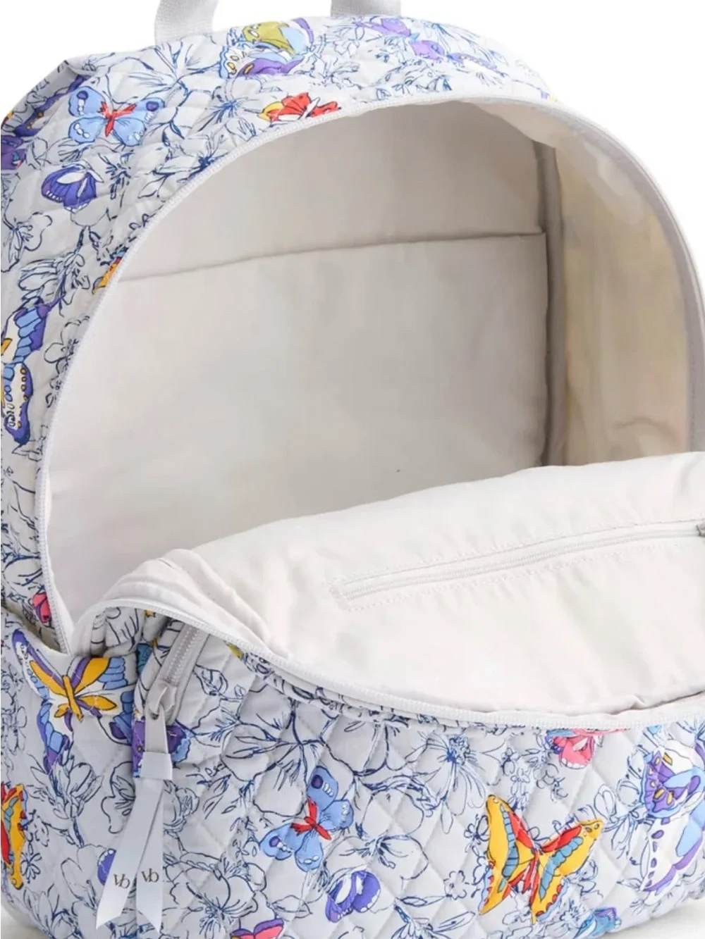 Vera Bradley Quilted Butterfly Floral Backpack - Light Blue, Yellow, Purple