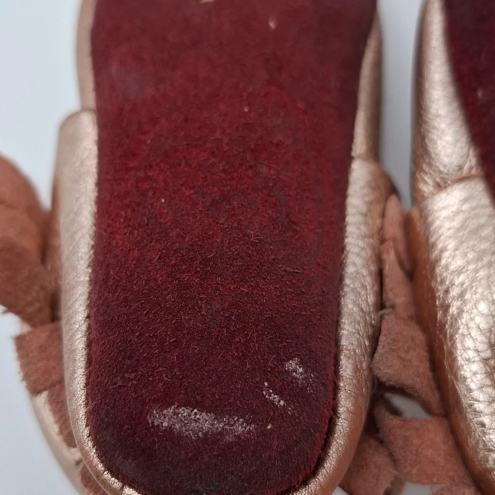 Mishmoccs Leather Soft Soled Moccasins Baby Rose Gold Metallic Baby