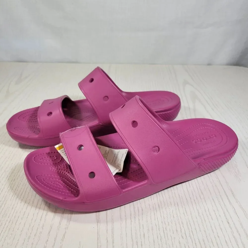 Crocs Classic 2 Strap Slide  Sandal Men’s Size 14 Think Pink Slide Fuchsia Fun