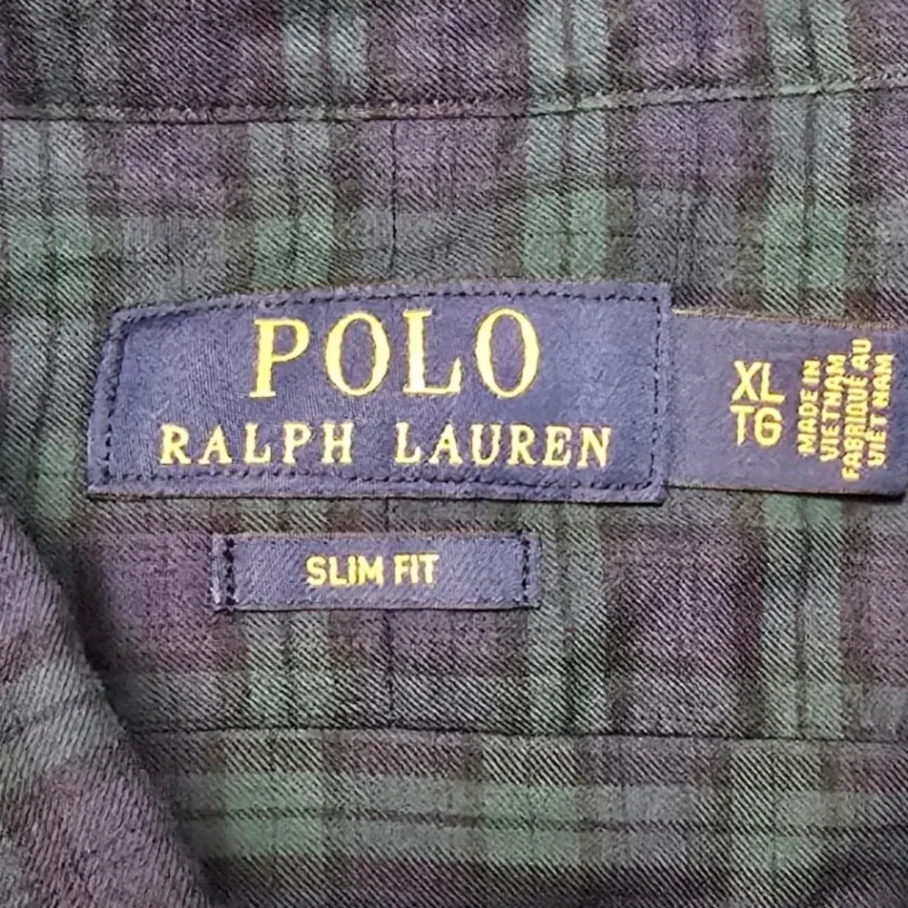 Polo Ralph Lauren Mens XL Slim Fit Black Watch Plaid Navy Blue‎ Green Shirt NWT