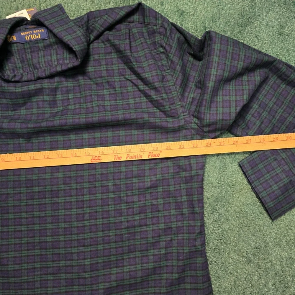 Polo Ralph Lauren Mens XL Slim Fit Black Watch Plaid Navy Blue‎ Green Shirt NWT