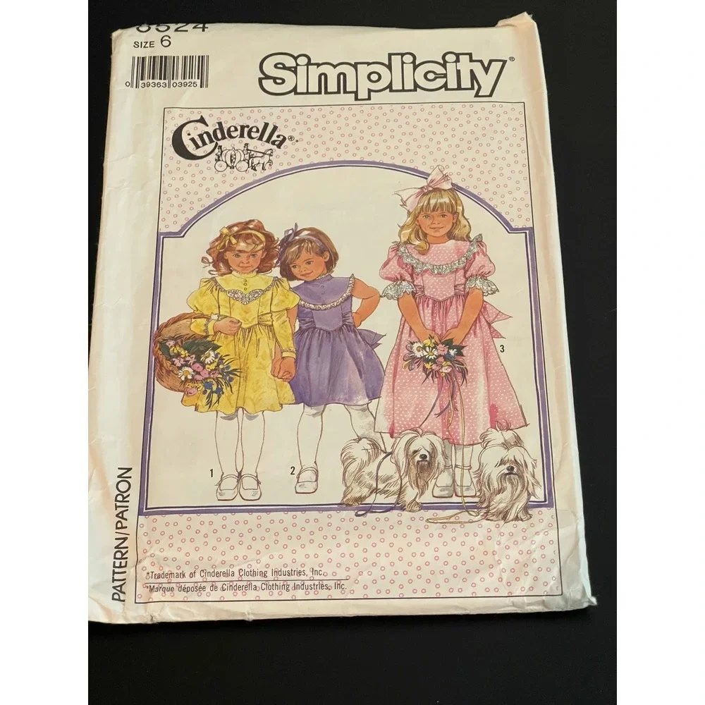 00604 - Simplicity Cinderella Dress Pattern 8524 Sz 6 Kids Girls Costume Fantasy
