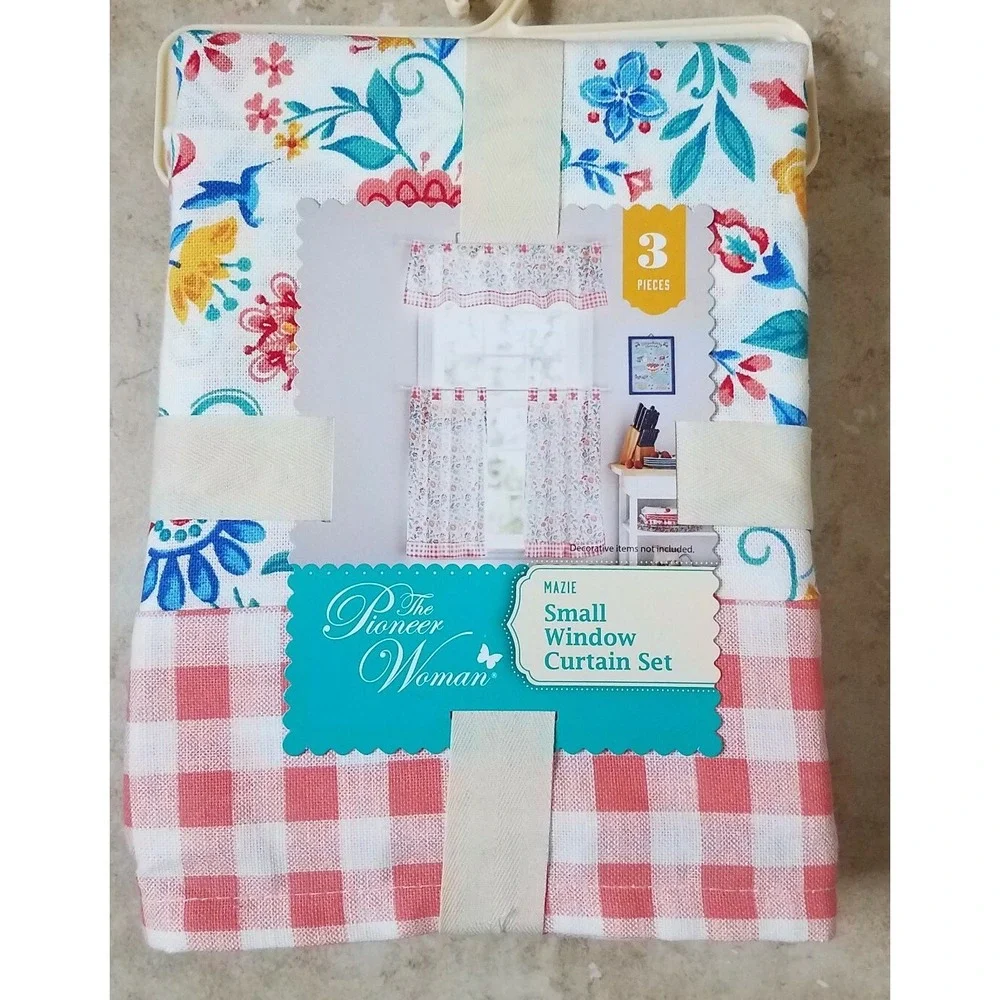 Pioneer Woman Sweet Mazie Floral Small Window Curtain & Valance Set‎ 3pc New