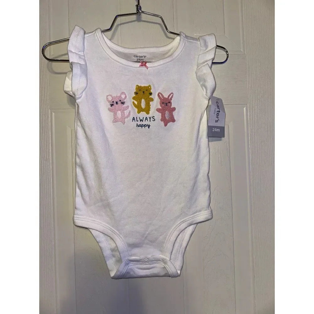 Carters “Always Happy” 24M Onsie With Animals‎ Easter Bunny Rabbit