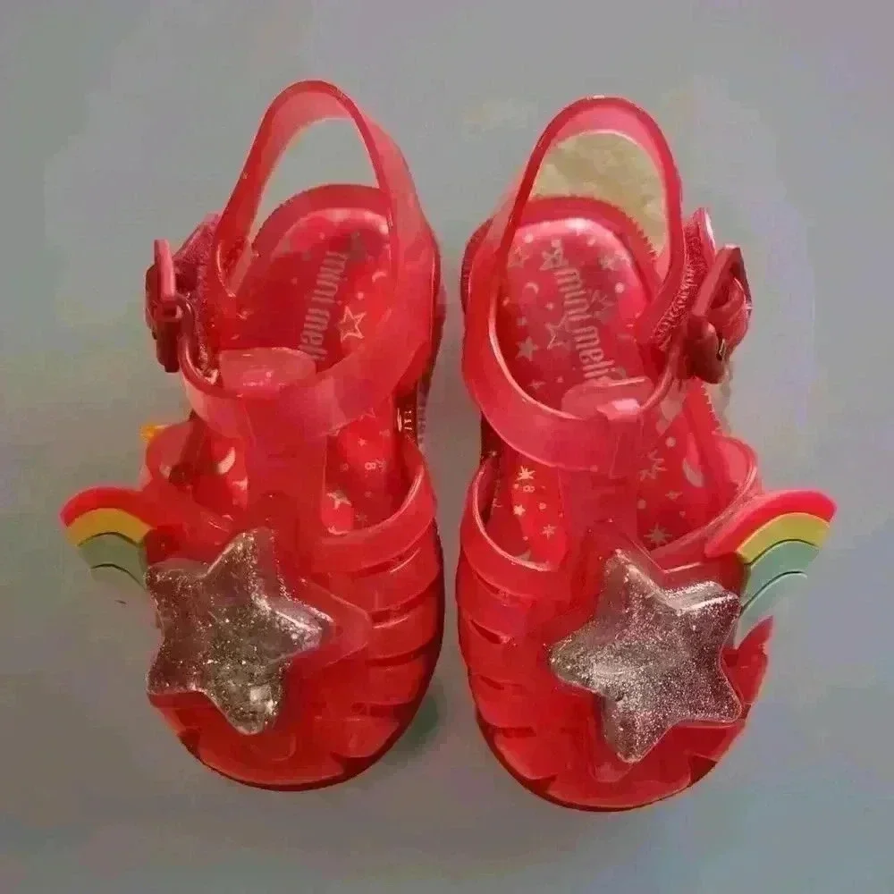 MINI MELISSA SHOOTING STAR PINK GLITTER HAPPY SANDAL FOR TODDLER SIZE 5C‎ GIRLS