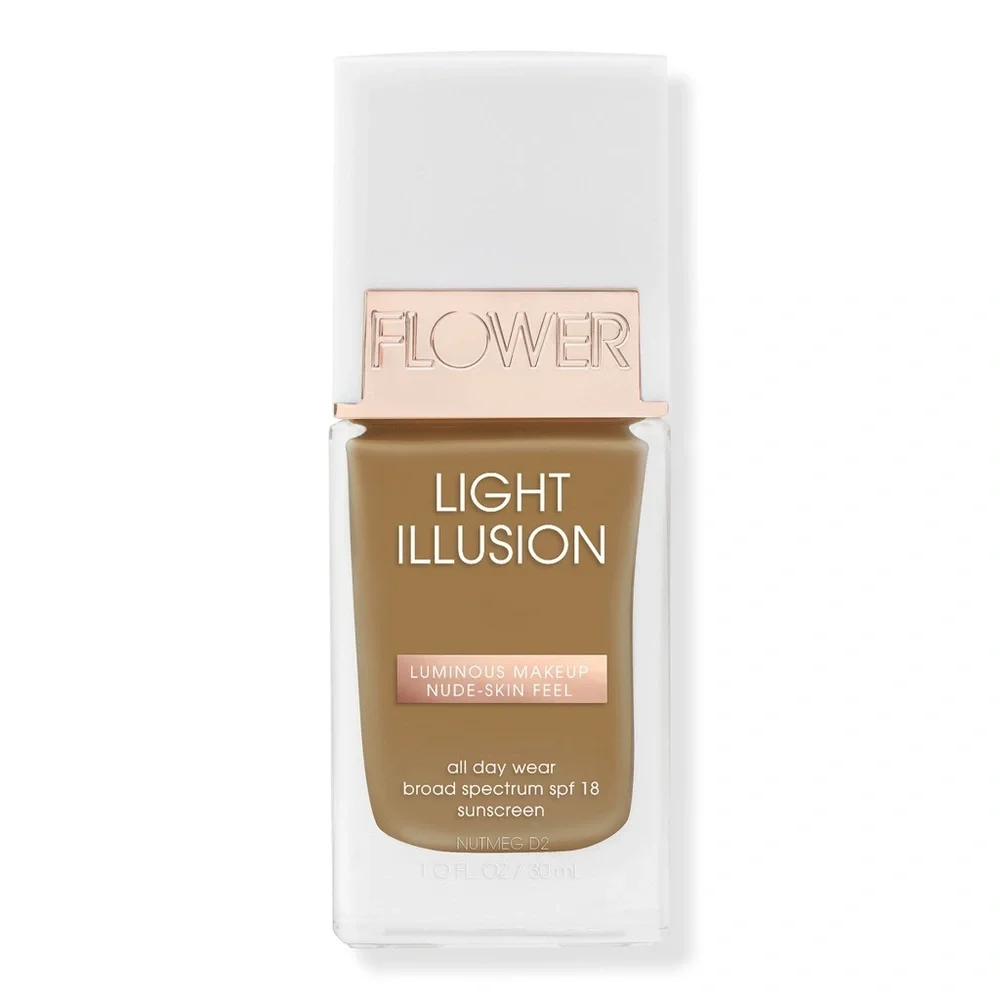 FLOWER Beauty Light Illusion Liquid Foundation SPF 18 - Nutmeg‎ D2 - New Sealed