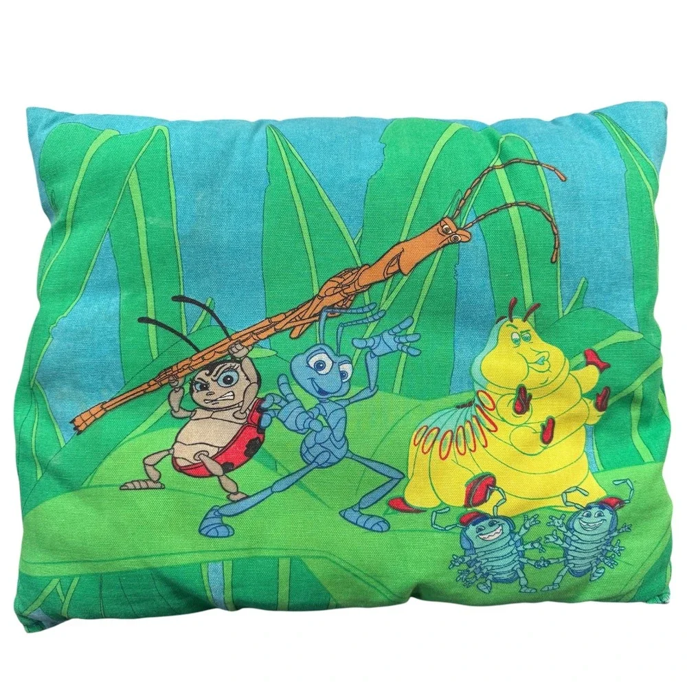 Disney A Bug's Life Throw Pillow Green Blue Vintage Movie Character Decor Flik