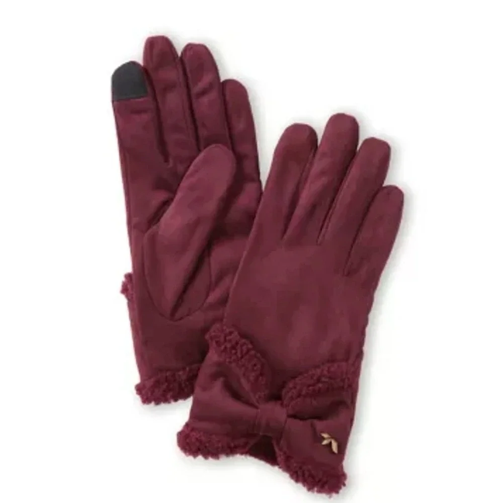 Koolaburra by UGG NWT Women Fig Colored Faux‎ Suede Bow Gloves - Size M
