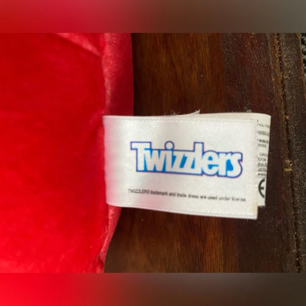 Twizzlers Plush Cat Pillow - Red & Pink Candy Logo Squishmallows 8”