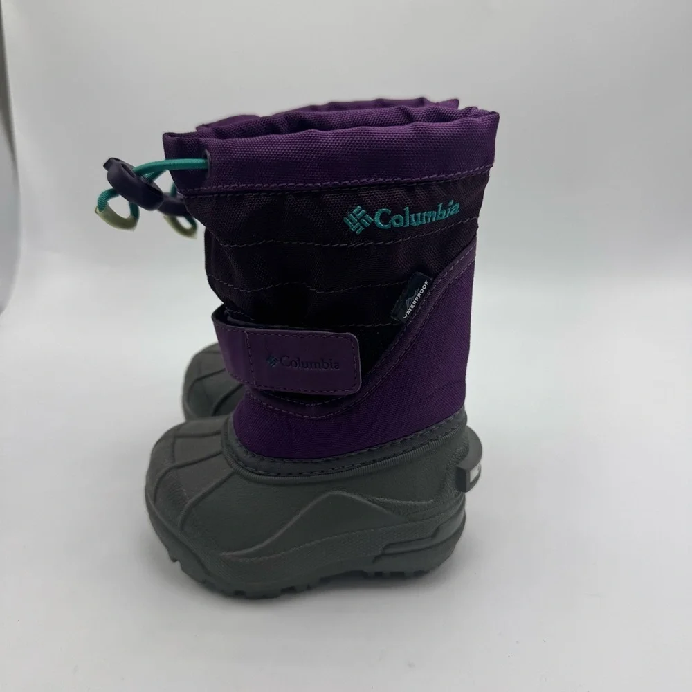 Columbia Powderbug Plus II Toddler Snow Boots Purple Gray Size 4 Winter Boot