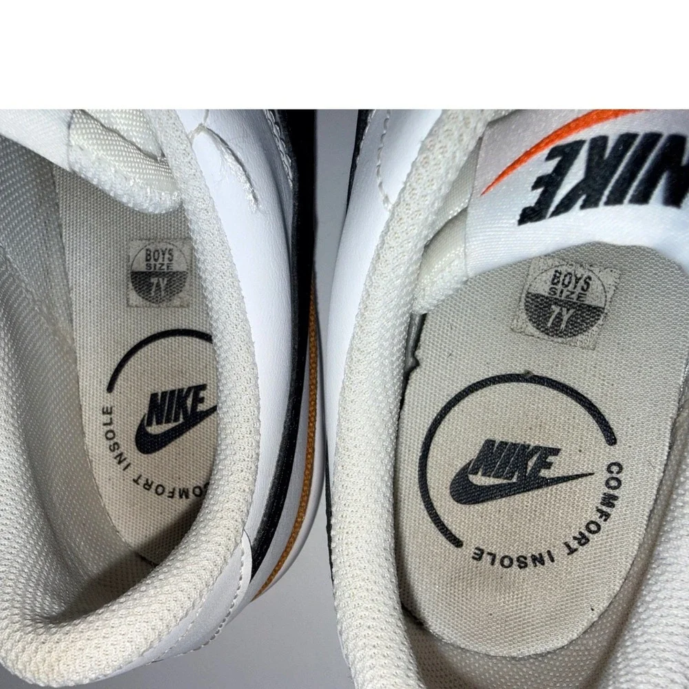 Nike Court Legacy Kids 7Y White Black DA5380-102 Tan Trim Low Top SportyTennis