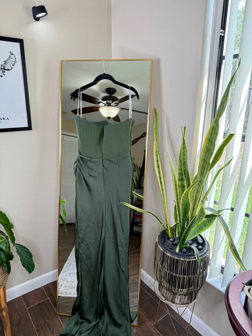 House of CB PERSEPHONE Emerald Green Crepe Strapless Corset Maxi Dress NWOT