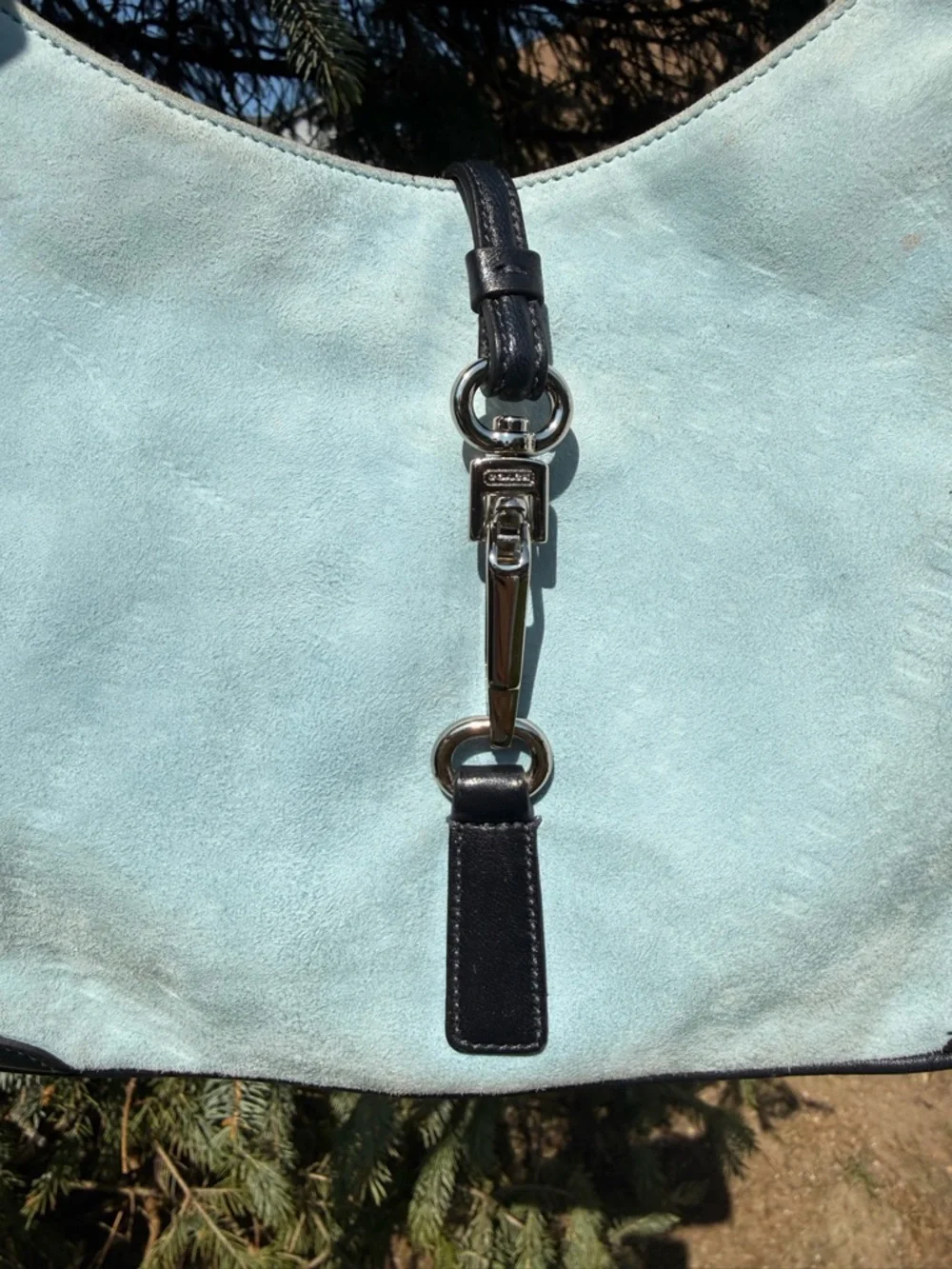 RARE COACH Y2K Baby Blue Suede Mini‎ Hampton Shoulder Bag Vintage