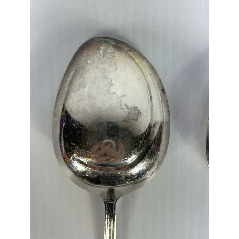Vintage HOLMES & EDWARDS Deep Silver Serving Spoon & Fork 9 in Flatware