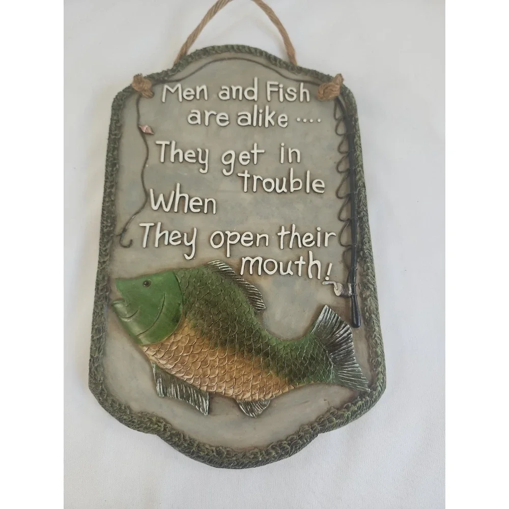 Ceramic Plaque Wall Decor Men Fishing Camping Fishing Rods Funny Quotes