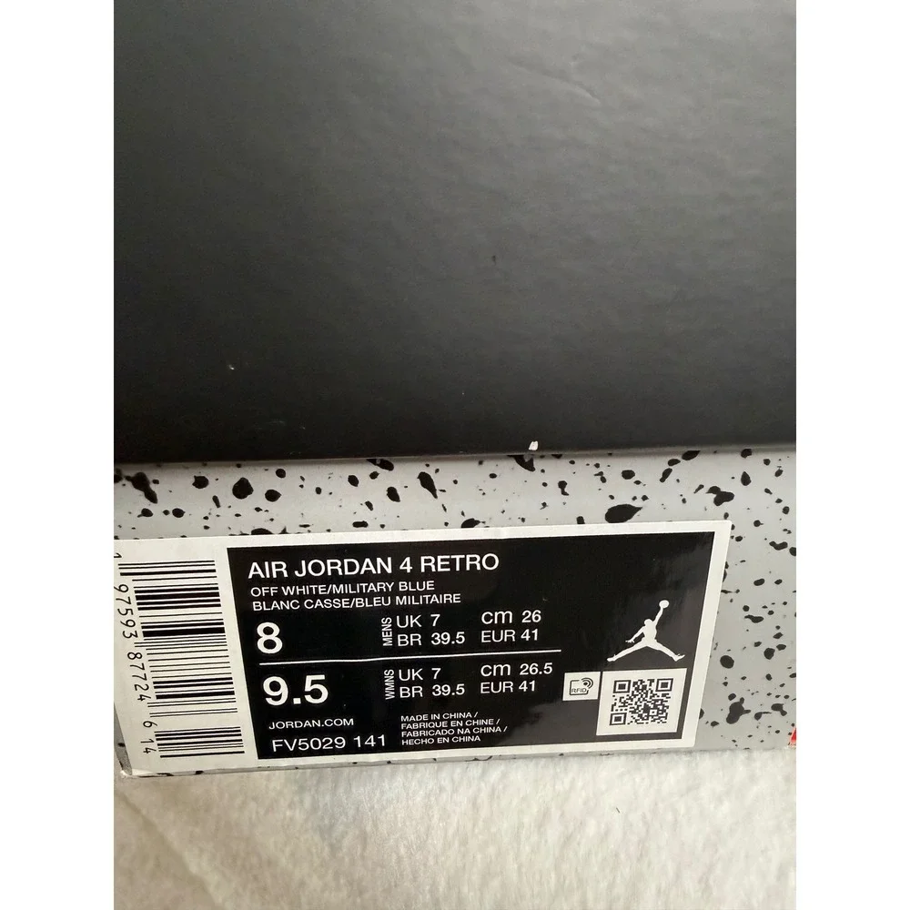 Jordan Air Jordan 4 Retro‎ Mens 8 Off White Military Blue FV5029-141 Sneaker