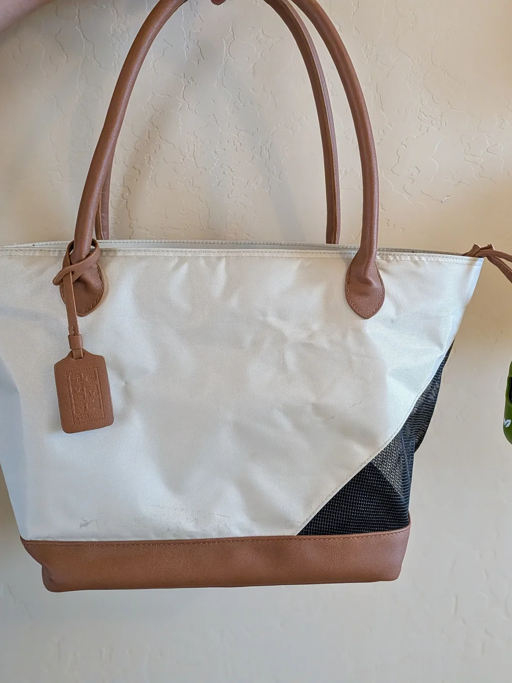 Pet Gear Cream and Brown Pet Travel Tote Carrier with Leather Trim