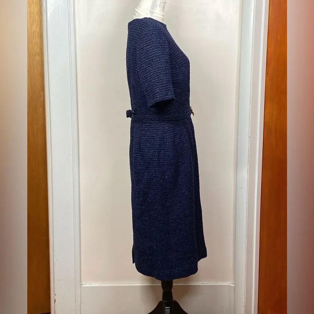 OSCAR DE LA RENTA Lurex Check Tweed Pencil Dress size 14