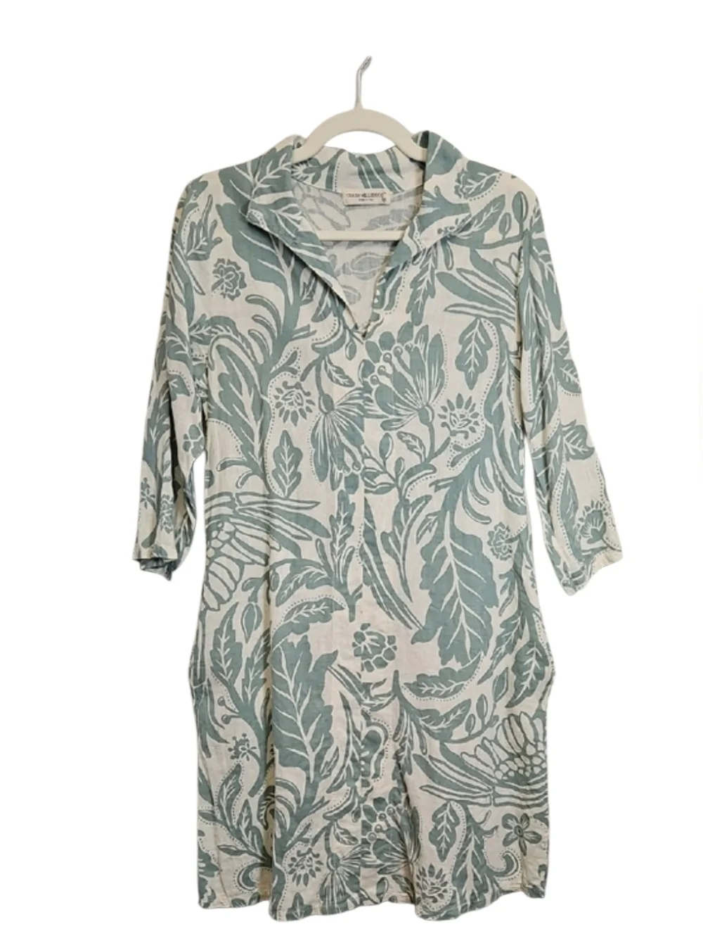 Terzo Millennio Linen Blend Floral Tunic Dress, Size Medium, Made In Italy