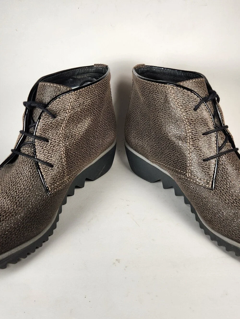 WOLKY Women's Bootie Size 10 EU 41 Leather Wedge Duskie Textured Walking Shoe
