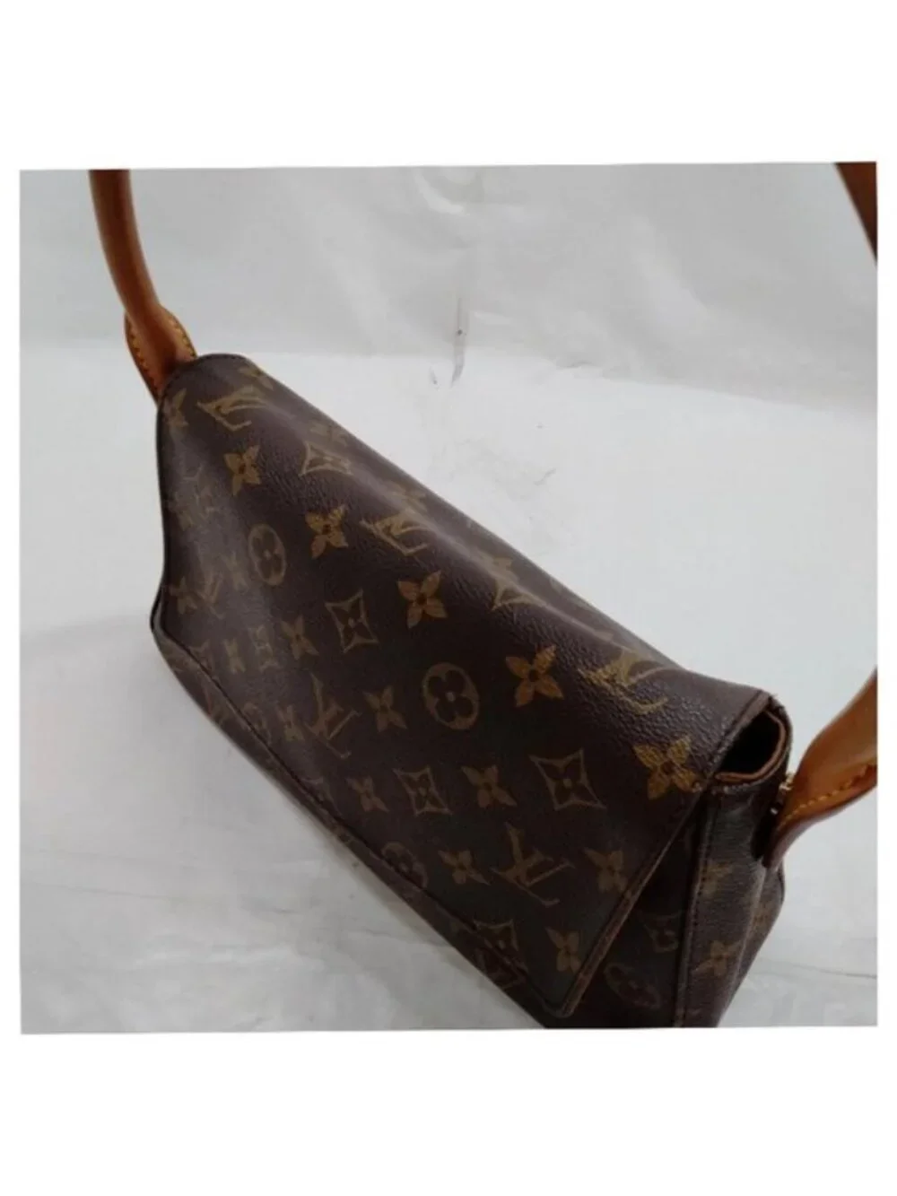 Authentic Louis Vuitton Monogram Looping PM Shoulder Bag Brown Canvas Leather LV