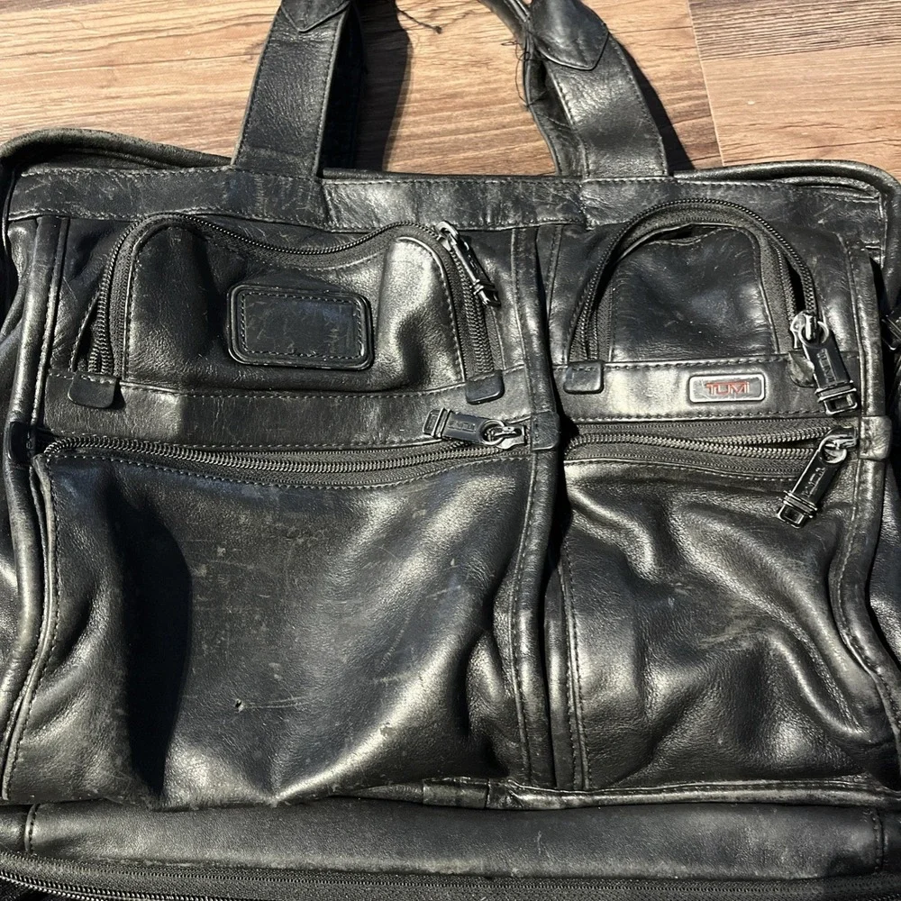 Tumi Alpha‎ 96141DH2 2-Way Leather Briefcase A4 Large Capacity Black Used GUC