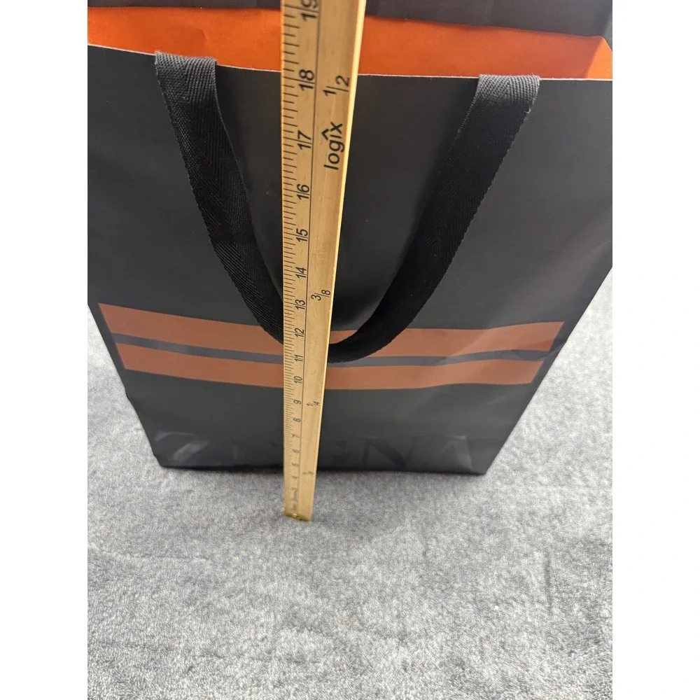 Zegna‎ Black Orange Stripe Embossed Logo Large Paper Shopping Gift Bag 18.5x13.5