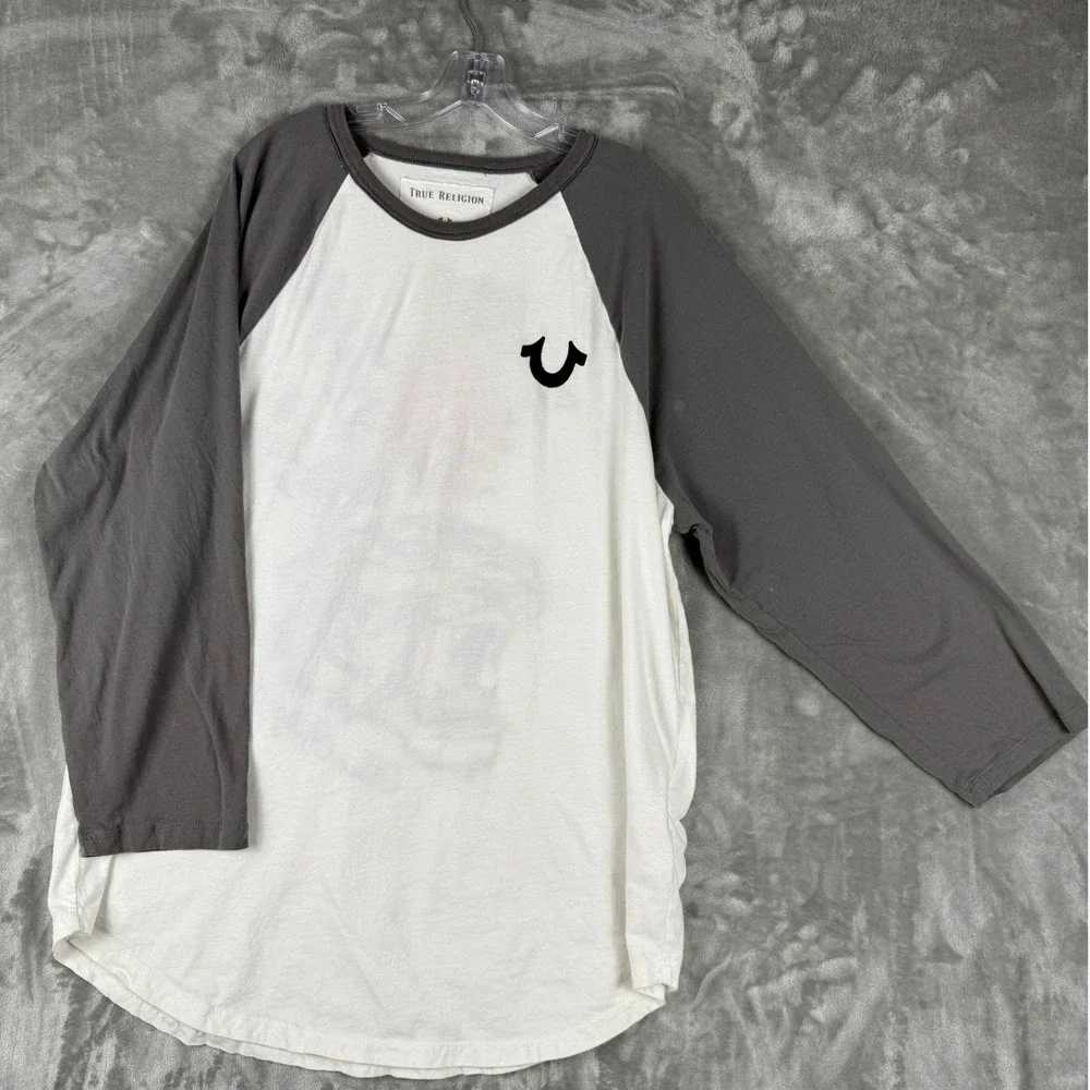 True Religion Baseball Tee‎ Tiger Floral Embroidered Graphic Long Sleeve XXXL